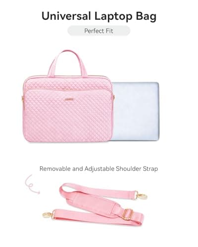 Lausiax Laptop Case Bag 17 17.3 18 inch for Women Men Compatible with HP OmniBook Pavillion,Acer Aspire Nitro,IdeaPad,Precision,ASUS Vivobook,MSI,LG, Slim Messenger Strap Briefcase Computer Bag, Pink — view 5