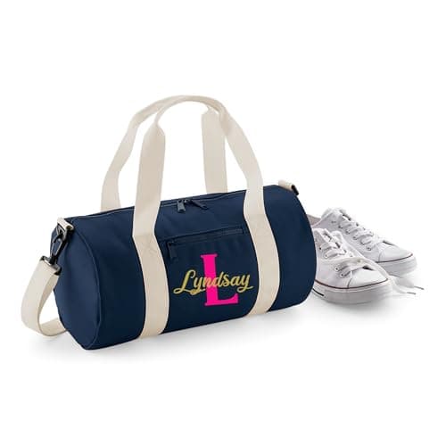 Always Looking Good Personalised Name & Initial Barrel Bag for Boys & Girls, 12L Durable Training Holdall Bag, 20x20x40cm Stylish Storage for Sports & Travel Gear - Navy — view 3