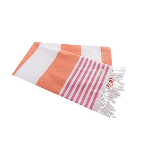Blue Beach Turkish Towel - 100x180cm Large Turkish Hammam Peshtemal Towel - Super Absorbent, Quick Dry, Lightweight, Compact Towels for Swimming, Bath, Yoga Gym, Sauna and Travel (Orange, 1) — view 5