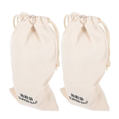 STOBAZA Drawstring Slipper Bag 2 Pack Reusable Fabric Shoe Storage Bags Portable Travel Organizer with Durable Cloth 17X32cm