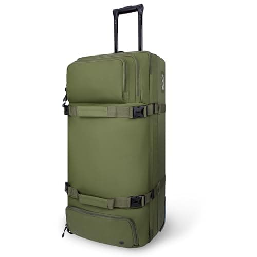 LARIPOP Rolling Duffle Bag with Wheels, 100L 33.5 Inch Waterproof Wheeled Travel Luggage with Shoe Compartment, Dark Green, 33.47 x 16.14 x 14.97 inches, Fashion