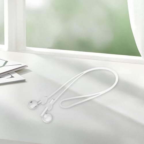 KALLORY Earphone Anti Lost Strap Earphone Strap Silicone Magnetic Anti-lost Lanyard and Earbuds White for Travel and Workout Adults — view 5