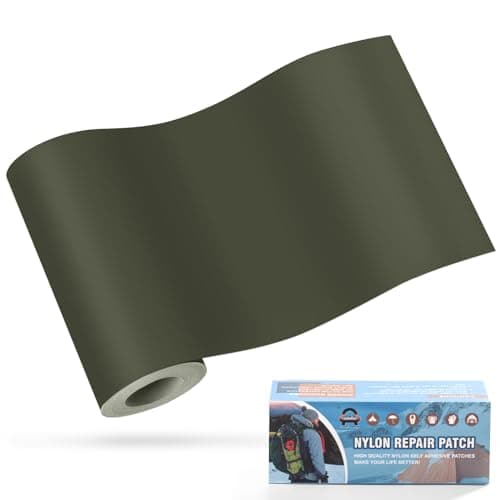 OAZ 10x160 cm Army Green Nylon Repair Patches Self-Adhesive Tent Repair Patch Kit Waterproof Lightweight Nylon Repair Tape for Clothing Down Jacket Sleeping Bag