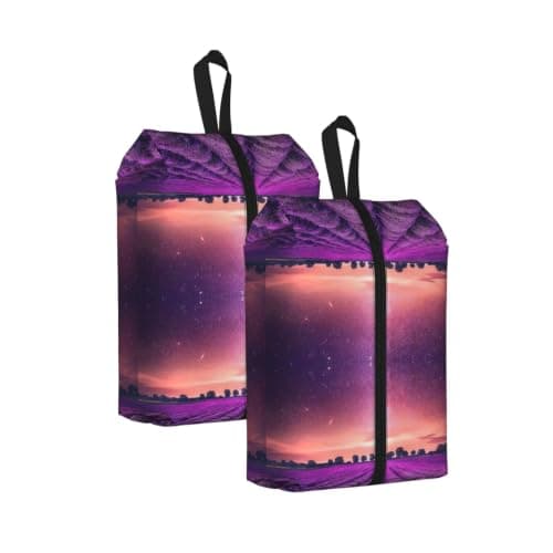 Lavender Fields Print Waterproof Shoe Bag Travel Bag with Carry Strap Storage Bag Versatile Cosmetic Bag-2pcs