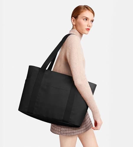KALIDI Work Bags For Women Black Handbag Large Tote Bag With Zip Womens Totes Handbags For Travel, Beach, Work, School — view 2