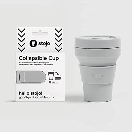 STOJO Collapsible Travel Cup with Straw - Cashmere, 8oz / 250 ml - Reusable to-Go Pocket Size Silicone Bottle for Hot and Cold Drinks - Perfect for Camping and Hiking - Microwave & Dishwasher Safe — view 6