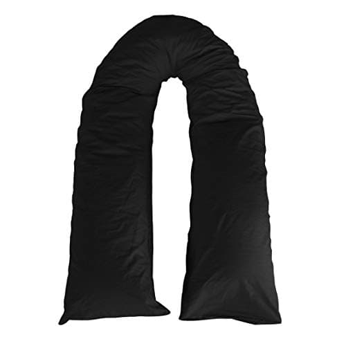 Adam Home 12 Ft Plain Dyed U Body Pregnancy Maternity Back Support Pillow Case Cover Only (Black)