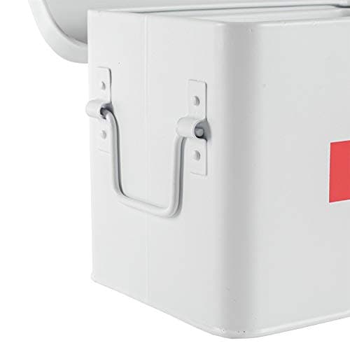 Harbour Housewares Vintage Metal First Aid Box - 23cm - White - Compact Medical Storage Tin with Removable Tray & Handles - Steel Emergency Medicine Storage Plasters, Pills & Essentials — view 5