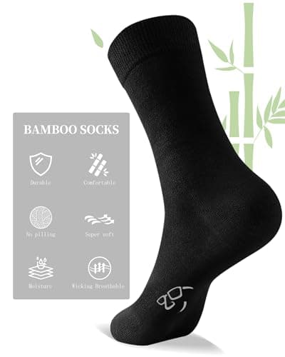 Niorasen 6 Pairs Bamboo Mens Socks, Comfortable Soft Top Crew Socks, Breathable Smart Classic Dress Sock with Gift Box for Everyday Business Casual multicolor 9-12 — view 5