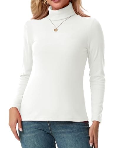 IWOLLENCE Turtleneck Women Thermal Tops Polo Neck Jumpers (White, M) — view 4