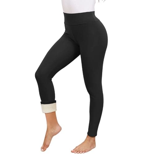 Decorie Thermal Leggings Women High-Waisted Fleece Lined for Winter Black