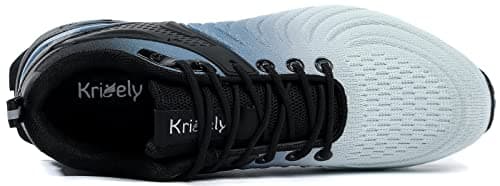 Kricely Mens Trail Running Shoes Breathable Lightweight Hiking Trekking Trainers Walking Shoes White Blue 10.5 — view 3