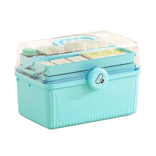 Fockety 3 Layers Large Capacity Lightweight Shockproof First Aid Kit for Home Emergencies (Sky Blue) — view 6