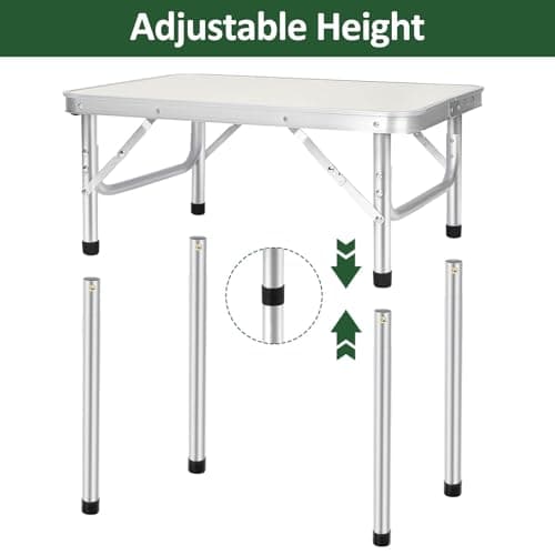 2FT Folding Table, Portable Camping Table for Craft, DIY & Garden (Silver) — view 3