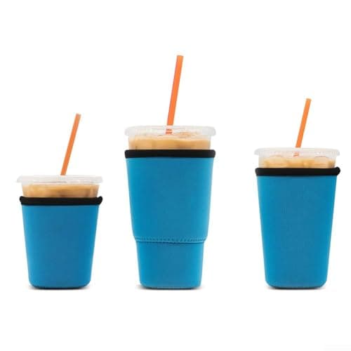 Reusable Neoprene Cup Sleeve Thermal Coffee Tea Protector, Heat Insulated Drink Holder for Hot Beverage Grip, Travel Camping Mug Cover, Takeaway Cup Holder(M blue) — view 3