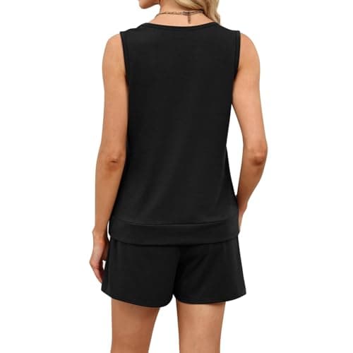Womens Co Ord Sets Co Ord Sets for Women Summer Tracksuit Full Set Square Neck Vest Tops and Wide Leg Shorts 2 Piece Travel Airport Outfits Casual Solid Pyjamas Loungewear Leisure Suits Activewear — view 5