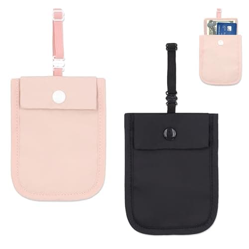 2 Pieces Undercover Bra Wallet, Hidden Wallet for Women, Black & Pink