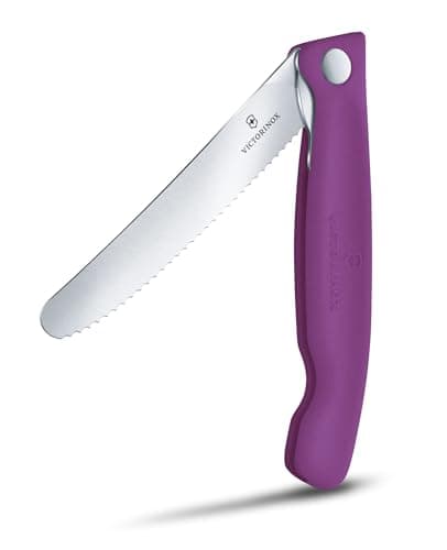 Victorinox Swiss Classic Folding Picnic Knife, 11cm Serrated Blade, Violet