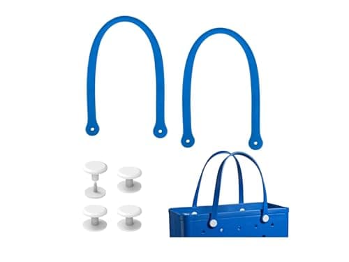 Replacement Straps for S/M Beach Bag, Replacement Handles with 4 Snaps for EVA Rubber Beach Bag, EVA Bag Strap Replacement, Small Rubber Beach Bag Repair Kit, Blueyed, S-M