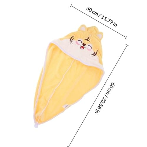 GALPADA Super Absorbent Coral Fleece Hair Drying Cap for Women with Quick Dry Feature and Adorable Tiger Cartoon Design, for Travel and Drying Hair a Bath — view 2