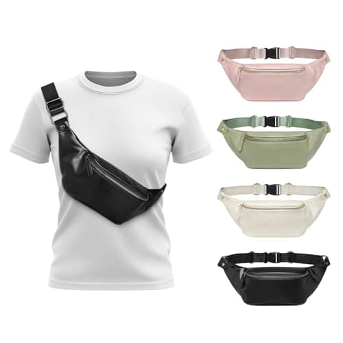 SUIKIHUM Leather Bumbag Fanny Pack for Women,Lightweight Travel Waist Bag