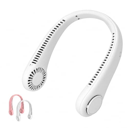 Neck Fan 230g Lightweight Bladeless USB Rechargeable 3 Speeds (White)