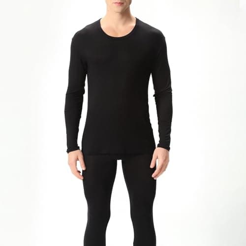 Men's Thermal Underwear Set Fleece Lined Base Layer,Winter Warm Long Sleeve T Shirts and Pants for Cold Weather Protection with Comfort Stretch Fit and Moisture Wicking (Black, XL) — view 5