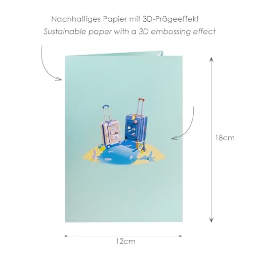 Sweetpopup® Pop Up Travel Card - 3D Greeting Card with Suitcases — view 3