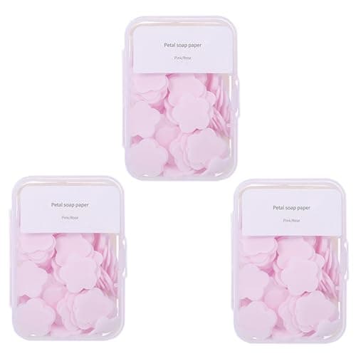 Iensen 300pcs Portable Hand Washing Soap Sheets, Scented Mini Soap Sheets, Disposable Soluble Soap for Outdoor Travel, Camping, Hiking (Pink)