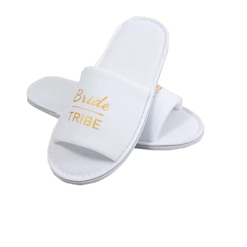 Snogisa Wedding Bride Slippers Disposable Set,Wedding Flip Flops,Disposable Hotel Bridal Shower Gifts, Golden-arrow, 9 UK