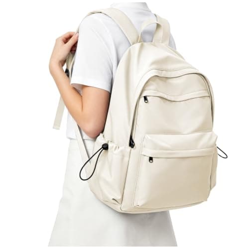 HYC00 School Backpack Womens, Unisex Casual Daypack High Secondary School Bags for Teenage Girls Water Resistant Laptop Backpack Travel College Rucksack Backpacks for Women Men Schoolbag, K3-Beige
