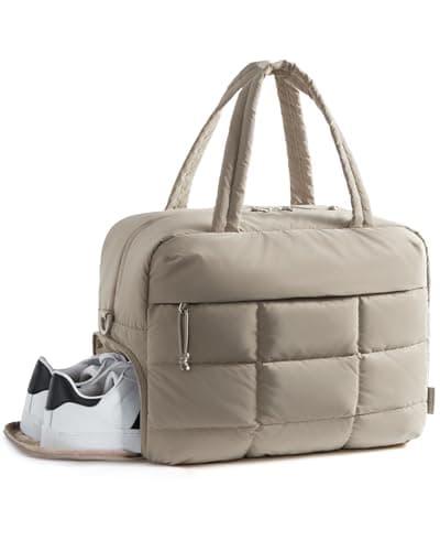 bagsmart Gym Bag Womens, 23L Travel Bag with Shoe Compartment, Brown