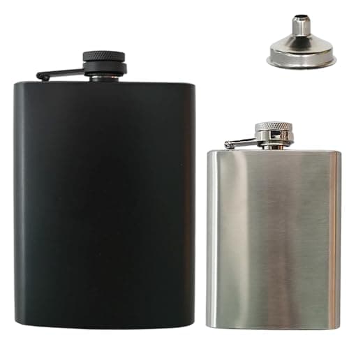 Ram® Stainless Steel 8oz Leakproof Pocket Travel Whiskey Hip Flask for Liquor Hiking Barbecue Hiking Camping Flask — view 2