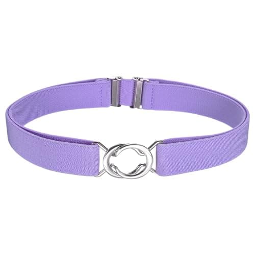sourcing map Women Stretchy Waist Belt with Flat Buckle, Light Purple