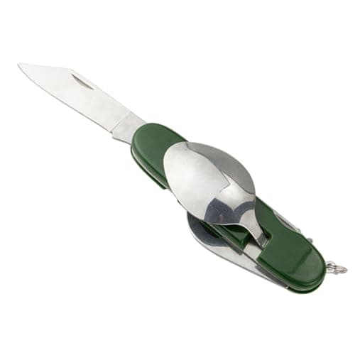 FUZVOL Folding Camping Cutlery Set Stainless Steel Portable Utensil 6 in 1 Multitool Outdoor Tableware for Travel, Hiking, Picnic,Green — view 6