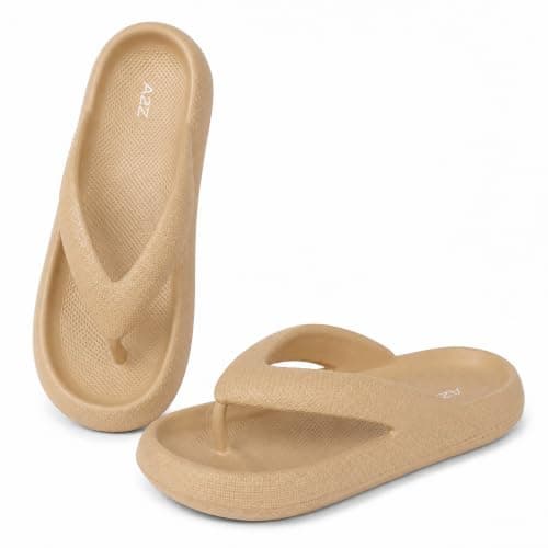 A2Z Women EVA Flip Flops Lightweight - Slider LDS 1304 Cream 5/6 UK