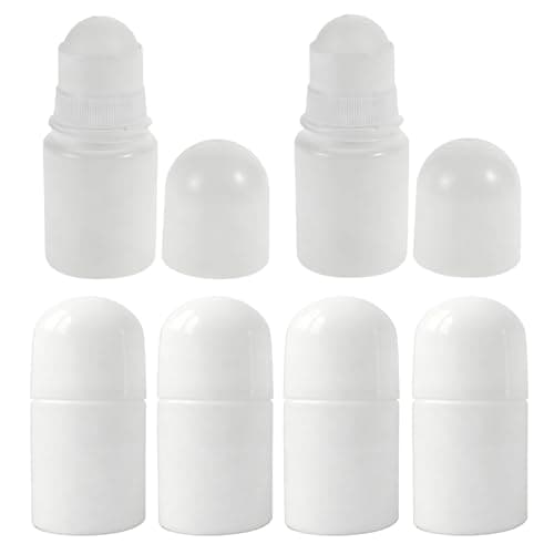 Happyupcity 6Pcs 30ml/1oz White Plastic Roller Bottles Empty Refillable Roll On Bottles Leak-Proof Deodorant Containers Travel Size Rollerball Bottle for DIY Essential Oil Perfumes Balms