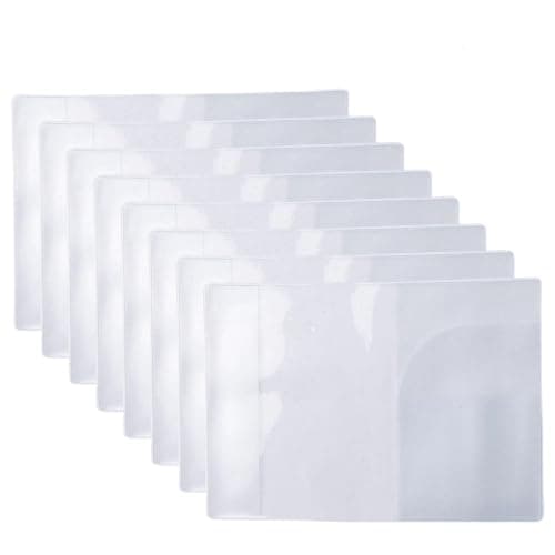 SINJAETRQ Pack of 8 | UK Passport Covers Transparent, Waterproof PVC Passport Holders, Anti-Scratch Frosted Protective Cases with Card Slots for Travel, Family Passport Organizer