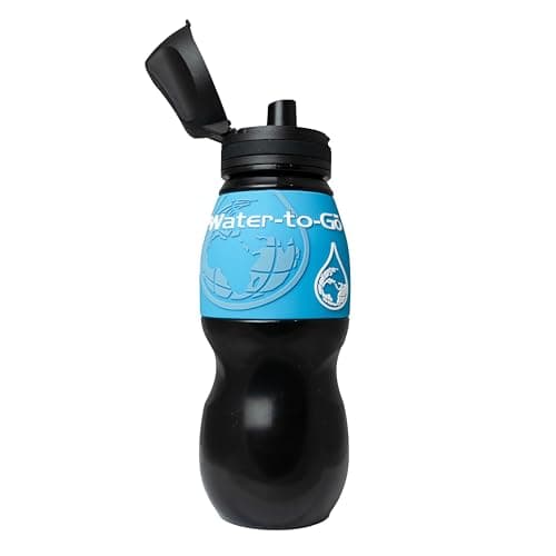 WATER TO GO Classic 750ml Water Purifier Bottle & Replacement Twin Pack Filter Discount Bundle-protects against viruses, bacteria, protozoa, cysts,& microplastics; Guaranteed Leakproof - (Blue) — view 4