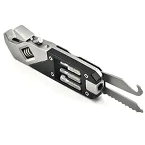 ziyuan 17-in-1 Stainless Steel Adjustable Wrench Foldable Pocket Multi Tool Multifunctional Spanner Screwdriver Bits Kit Durable Easy to Use Black — view 2