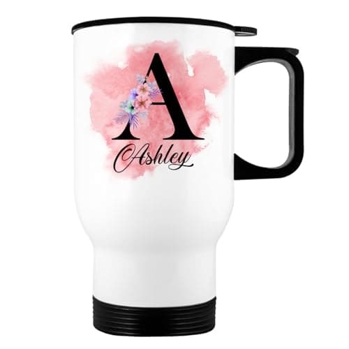 EKAM Personalised Travel Mug - Customise Stylish Initial with Name, 14oz Stainless Steel Insulated Travel Tea/Coffee Mug, Customised Gift for Valentine’s Day, Birthday, Christmas Day for Mom, Dad, Kid — view 2