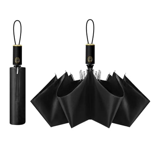 CUBY UV Sun Umbrella Compact Folding Travel Umbrella Auto Open and Close for Windproof, Rainproof & 99.9% UV Protection Parasol with Black Anti-UV Coating(Charcoal black)