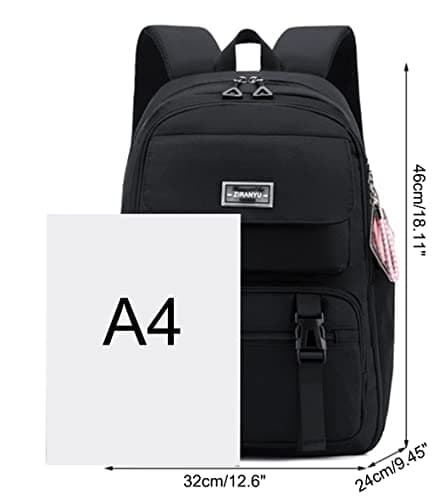 SellerFun Teen Girls Casual Backpack High Middle School Daypack Women Daily Travel Laptop Bag(B Black,29 Liters) — view 2