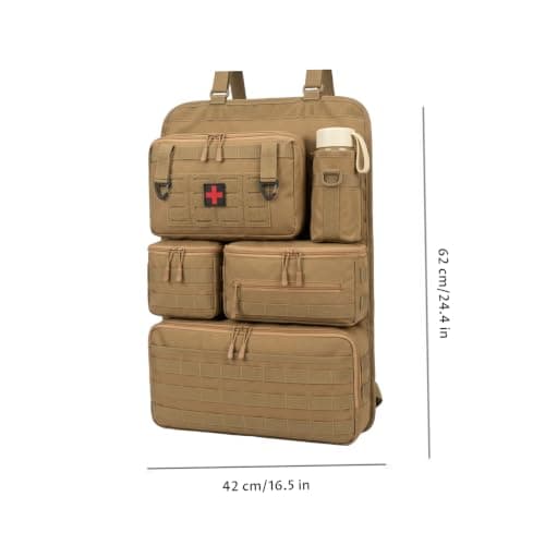 Multi-Pocket Backseat Car Organizer, Seat Organizer for Back of Car Seat, Travel Storage Caddy, Road Trip Accessory, Khaki — view 2