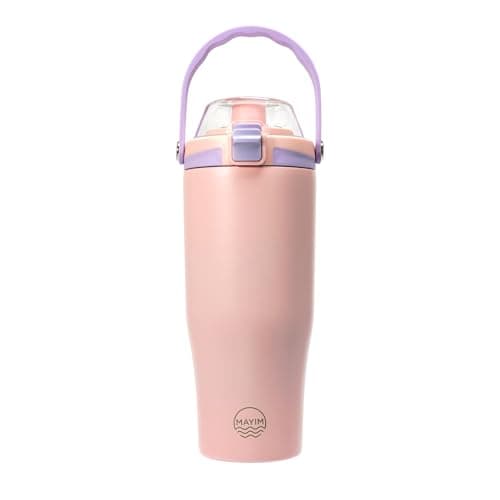 Mayim The SoftSip Bottle — 30oz Insulated Water Bottle with Silicone Spout | Snap-Cover Locks & Protects | Soft Full-Grip Silicone Carry Loop | Dishwasher Safe (Blush Violet)