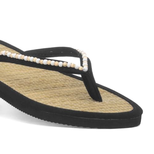 Shoe Zone - Womens Black Beaded Toe Post Slip On Sandal - Size 5 UK - Black — view 6