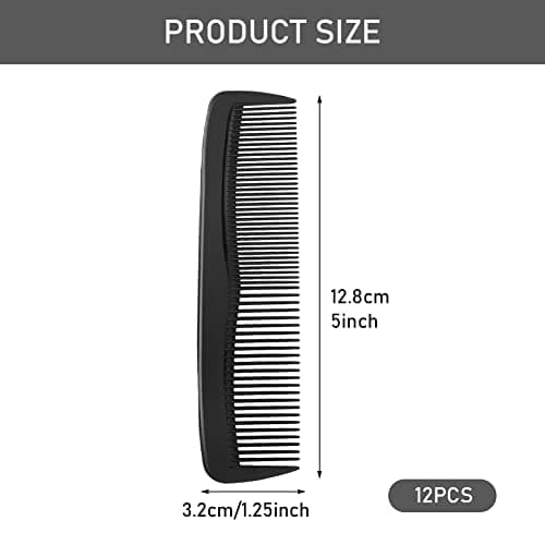12 Pack Pocket Hair Combs, Fine & Wide Tooth, Black Plastic Combs — view 2