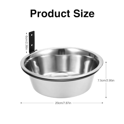 Wall Mounted Dog Bowl, Stainless Steel Hanging Pet Bowl Foldable Food and Water Bowls Anti-Roll for Dog Cat Bird Guinea Pig Rabbit Silver 20 * 8 cm — view 2