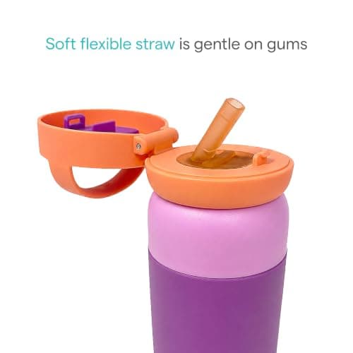 Munchkin Stay Cool Insulated Water Bottle with Straw| 24m+ | 355ml | Purple — view 4