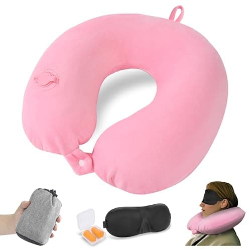 JetsCush Inflatable Neck Pillow, Compact Airplane Travel Pillow for Adults